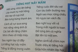 Bài thơ "Tiếng hạt nảy mầm" trong sách giáo khoa lớp 5. (Ảnh chụp màn hình)