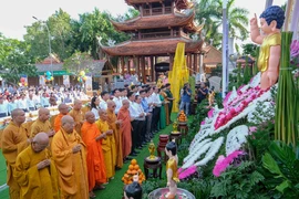 Các đại biểu tham dự Đại lễ Phật đản tại Cần Thơ. (Ảnh: Thanh Liêm/TTXVN)