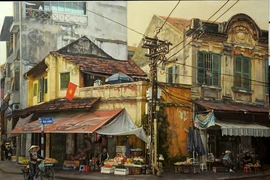 Tác phẩm "Chiều Hòe Nhai" (sơn dầu trên toan, 100x 140cm). (Ảnh: Minh Thu/Vietnam+)