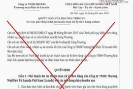 Cơ quan chức năng cảnh báo văn bản giả mạo Bộ Công Thương phê duyệt dự án thanh toán xử lý đơn hàng online. (Ảnh: PV/Vietnam+)