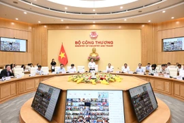 Bộ trưởng Nguyễn Hồng Diên chủ trì Hội nghị trực tuyến triển khai các nội dung liên quan đến Nghị định về mua bán điện trực tiếp. (Ảnh: Đức Duy/Vietnam+)