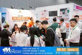 Vietnam Medipharm Expo 2024 có quy mô 100 gian hàng đến từ 8 quốc gia, vùng lãnh thổ. (Ảnh: PV/Vietnam+)