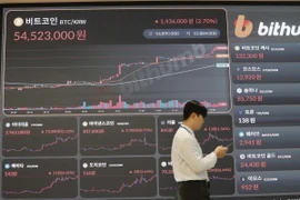 Biểu đồ giá Bitcoin tại Seoul, Hàn Quốc, ngày 4/12/2023. (Ảnh: Yonhap/TTXVN)