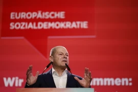 Thủ tướng Đức Olaf Scholz phát biểu tại đại hội các đảng xã hội châu Âu ở Berlin ngày 4/5/2024. (Ảnh: AFP/TTXVN)