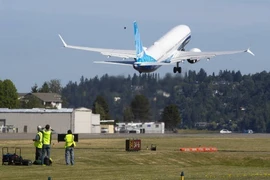 Máy bay 737 MAX 10 của Boeing cất cánh từ sân bay Renton, Washington, Mỹ. (Ảnh: Getty Images/TTXVN)