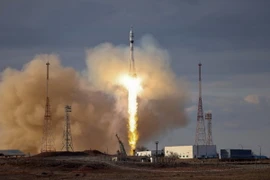 Tàu vũ trụ Soyuz của Nga được phóng từ sân bay vũ trụ Baikonur ở Kazakhstan ngày 23/3/2024. (Ảnh: AFP/TTXVN)