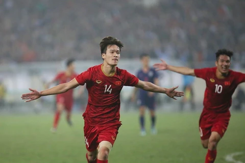 U23 Việt Nam thẳng tiến vào vòng chung kết U23 châu Á 2020 với tư cách nhất bảng. (Ảnh: Trọng Đạt/TTXVN)