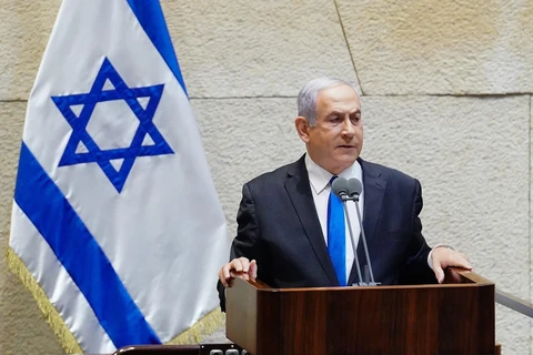 Thủ tướng Israel Benjamin Netanyahu phát biểu tại Jerusalem, Israel, ngày 17/5/2020. (Ảnh: AFP/TTXVN)