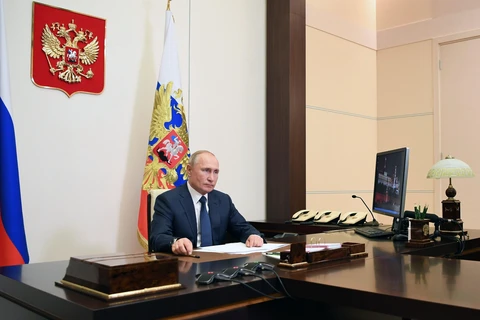 Tổng thống Vladimir Putin phát biểu tại Moskva, Nga, ngày 10/11/2020. (Ảnh: AFP/TTXVN)