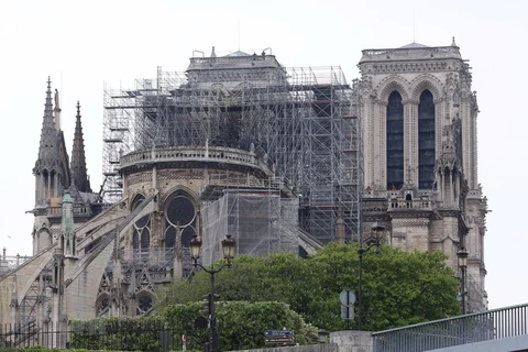Nhà thờ Đức Bà Paris bị phá hủy một phần sau vụ hỏa hoạn ngày 16/4/2019. (Ảnh: THX/TTXVN)