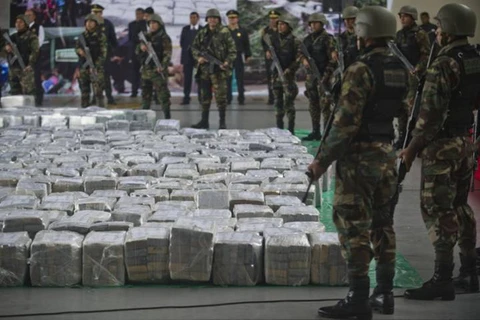 Cảnh sát Peru tiêu hủy ma túy. (Ảnh: Globalnews.ca)