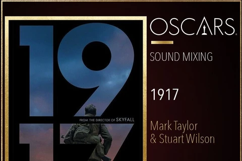 Chuyên gia âm thanh Mark Taylor và Stuart Wilson của '1917' được vinh danh ở hạng mục Hòa âm xuất sắc nhất. (Nguồn: ABC)
