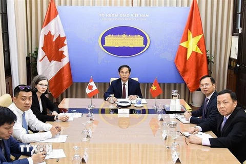 Thứ trưởng Thường trực Bộ Ngoại giao Bùi Thanh Sơn đồng chủ trì Tham khảo chính trị cấp Thứ trưởng Ngoại giao Việt Nam-Canada lần thứ hai. (Ảnh: TTXVN)