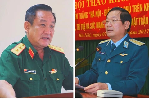 Trung tướng Võ Minh Lương (trái) và Thượng tướng Lê Huy Vịnh. (Nguồn: Kinhtedothi.vn)