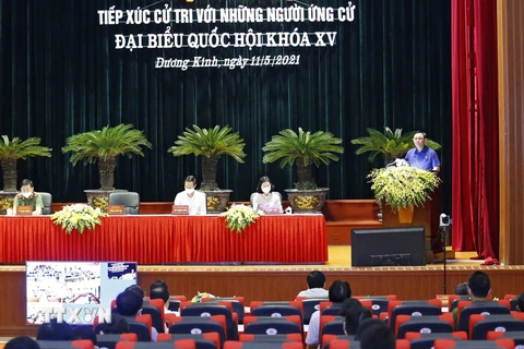 Chủ tịch Quốc hội Vương Đình Huệ trình bày chương trình hành động. (Ảnh: Doãn Tấn/TTXVN)