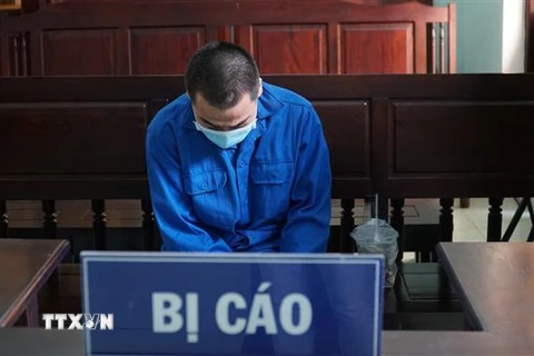 Bị cáo Nguyễn Hoàng Nhựt tại tòa. Ảnh: Lê Đức Hoảnh-TTXVN