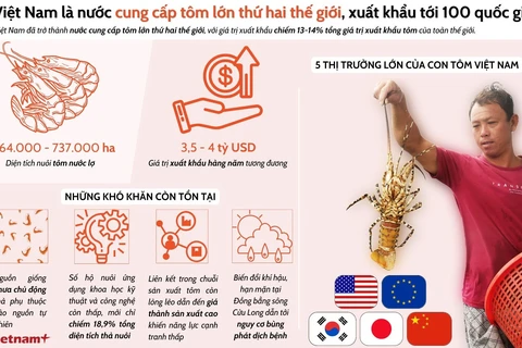 Việt Nam cung cấp tôm lớn thứ hai thế giới.