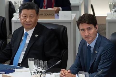 Thủ tướng Justin Trudeau (phải) và Chủ tịch Trung Quốc Tập Cận Bình tại hội nghị G20. (Nguồn: The Canadian Press)
