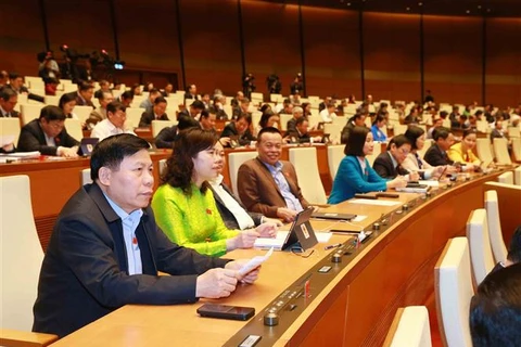 Đoàn đại biểu Quốc hội tỉnh Bắc Ninh tại kỳ họp. (Ảnh: Phương Hoa/TTXVN)