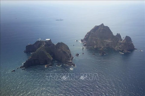 Quần đảo tranh chấp Dokdo ở vùng biển phía Đông Hàn Quốc, mà Nhật Bản cũng tuyên bố chủ quyền và gọi là Takeshima. (Ảnh: AFP/TTXVN) 