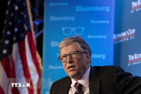 Tỷ phú Bill Gates, nhà đồng sáng lập Quỹ Bill & Melinda Gates, phát biểu tại một sự kiện ở Washington, DC, Mỹ. (Ảnh: AFP/TTXVN) 