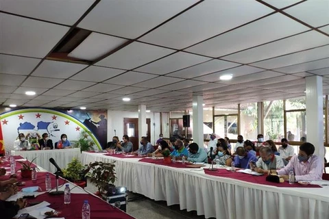 Quang cảnh cuộc Hội thảo tăng cường hợp tác nông nghiệp Việt Nam-Venezuela, trong khuôn khổ chuyến thăm của Đại sứ Lê Viết Duyên cùng đoàn công tác tới bang Guárico của Venezuela, hồi tháng 2/2021. (Ảnh: TTXVN)
