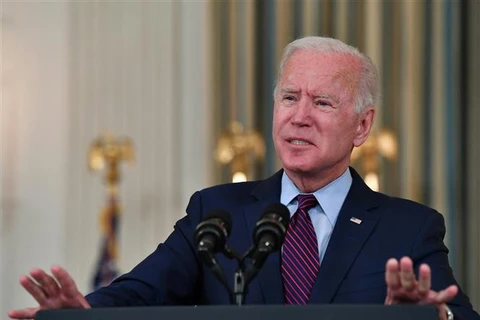 Tổng thống Mỹ Joe Biden phát biểu tại Nhà Trắng ở Washington, D.C. ngày 4/10/2021. (Ảnh: AFP/TTXVN)