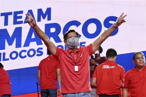 Ông Marcos Jr tại cuộc vận động tranh cử ở Laoag (Philippines), ngày 25/3/2022. (Ảnh: AFP/TTXVN)