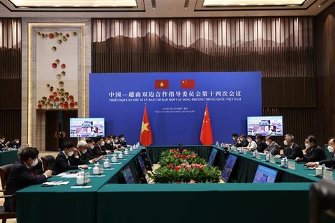 Toàn cảnh phiên họp lần thứ 14 Ủy ban chỉ đạo hợp tác song phương Việt Nam-Trung Quốc. (Ảnh: TTXVN phát)