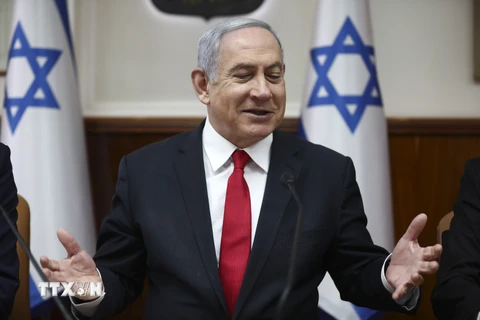 Thủ tướng Israel Benjamin Netanyahu chủ trì cuộc họp nội các tại Jerusalem ngày 8/2/2020. (Nguồn: AFP/TTXVN)