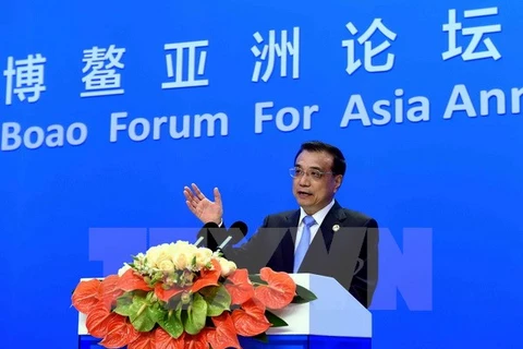 Thủ tướng Trung Quốc Lý Khắc Cường phát biểu tại lễ khai mạc Diễn đàn châu Á Bác Ngao. (Nguồn: THX/TTXVN) 