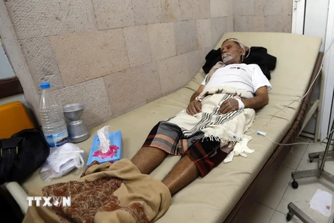 Bệnh nhân nhiễm tả điều trị tại một bệnh viện ở Sana’a. (Nguồn: AFP/TTXVN)