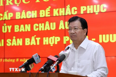 Phó Thủ tướng Chính phủ Trịnh Đình Dũng phát biểu chỉ đạo tại hội nghị. (Ảnh: Vũ Sinh/TTXVN)