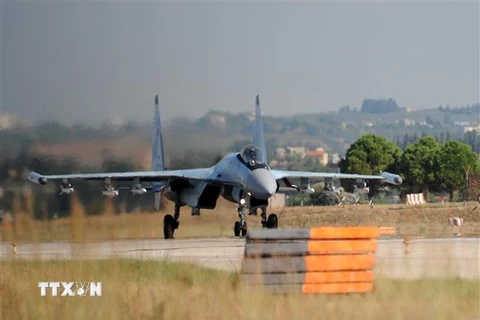 Máy bay quân sự của Nga tại căn cứ không quân Hmeimim ở tỉnh Latakia, Syria ngày 26/9/2019. (Ảnh: AFP/TTXVN)