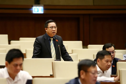 Đại biểu Quốc hội tỉnh Bến Tre Lưu Bình Nhưỡng phát biểu. (Ảnh: Dương Giang/TTXVN)
