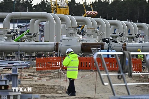 Công trình lắp đặt đường ống trong dự án Dòng chảy phương Bắc 2 tại Lubmin, miền Đông Bắc Đức ngày 26/3/2019. (Ảnh: AFP/TTXVN)