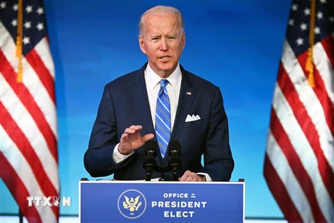 Tổng thống Mỹ đắc cử Joe Biden phát biểu tại Wilmington, Delaware, Mỹ. (Ảnh: AFP/TTXVN)