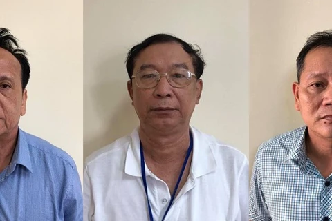 Bị can Lê Văn Trang, Võ Thanh Bình và Nguyễn Thái Thanh (từ trái qua). (Nguồn: Tuổi Trẻ)