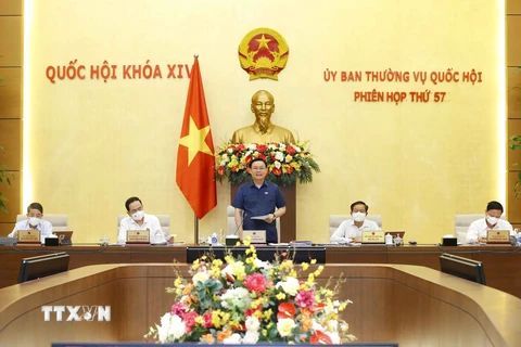 Chủ tịch Quốc hội Vương Đình Huệ phát biểu kết luận phiên họp. (Ảnh: Doãn Tấn/TTXVN)
