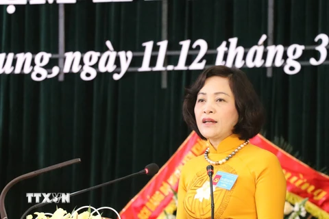 Đồng chí Nguyễn Thị Thanh, Ủy viên Trung ương Đảng, Bí thư Tỉnh ủy Ninh Bình. (Ảnh: Đức Phương/TTXVN)