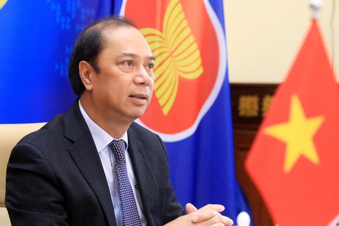 Thứ trưởng Bộ Ngoại giao Nguyễn Quốc Dũng dự Cuộc họp quan chức Cấp cao ASEAN - Ấn Độ lần thứ 23. (Ảnh: Lâm Khánh/TTXVN)