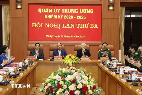 Tổng Bí thư Nguyễn Phú Trọng dự Hội nghị lần thứ ba Quân ủy Trung ương