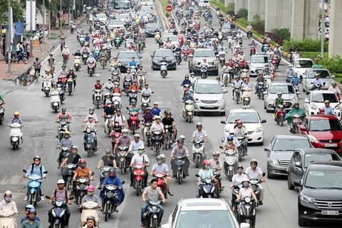 Xe môtô, xe máy sẽ được thực hiện kiểm tra khí thải trước mắt tại 5 thành phố lớn theo lộ trình. (Ảnh: Doãn Đức/Vietnam+)