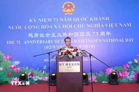 Đại sứ Việt nam tại Trung Quốc Đặng Minh Khôi phát biểu. (Ảnh: Bùi Tuấn/TTXVN)