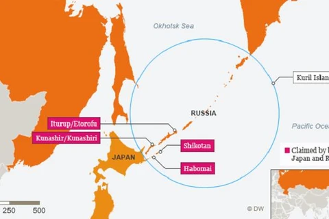 Khu vực quần đảo tranh chấp giữa Nga và Nhật Bản. (Nguồn: theunshackled.net)