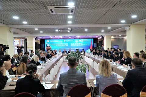 Toàn cảnh Hội nghị Xúc tiến đầu tư, thương mại và du lịch thành phố Cần Thơ tại LB Nga năm 2019. (Ảnh: Dương Trí/TTXVN)