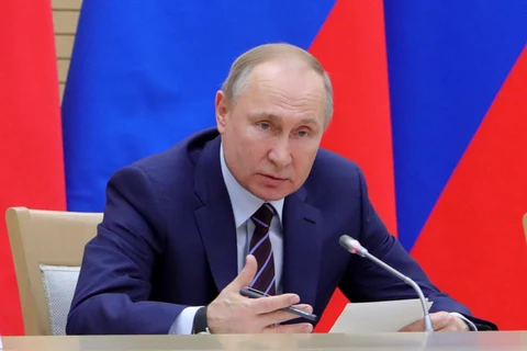 Tổng thống Nga Vladimir Putin trong bài phát biểu tại Moskva ngày 16/1/2020. (Ảnh: AFP/TTXVN)