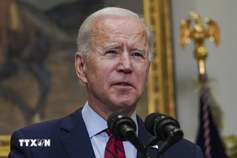 Tổng thống Mỹ Joe Biden phát biểu tại Nhà Trắng ngày 27/2/2021. (Ảnh: AFP/TTXVN)