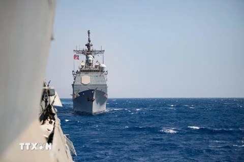 Hải quân Mỹ và Israel diễn tập trên Biển Đỏ. (Ảnh: TTXVN phát)