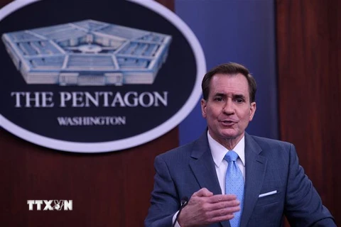 Trong ảnh: Phát ngôn viên Bộ Quốc phòng Mỹ John Kirby. (Ảnh: AFP/TTXVN)